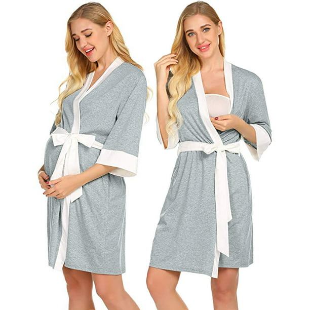 Women Maternity Nursing Robe Delivery Nightgowns Hospital Breastfeeding Gown 